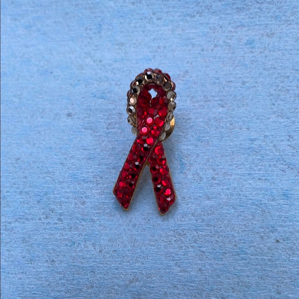 Vintage James Arpad Rhinestone Awareness Ribbon Pin